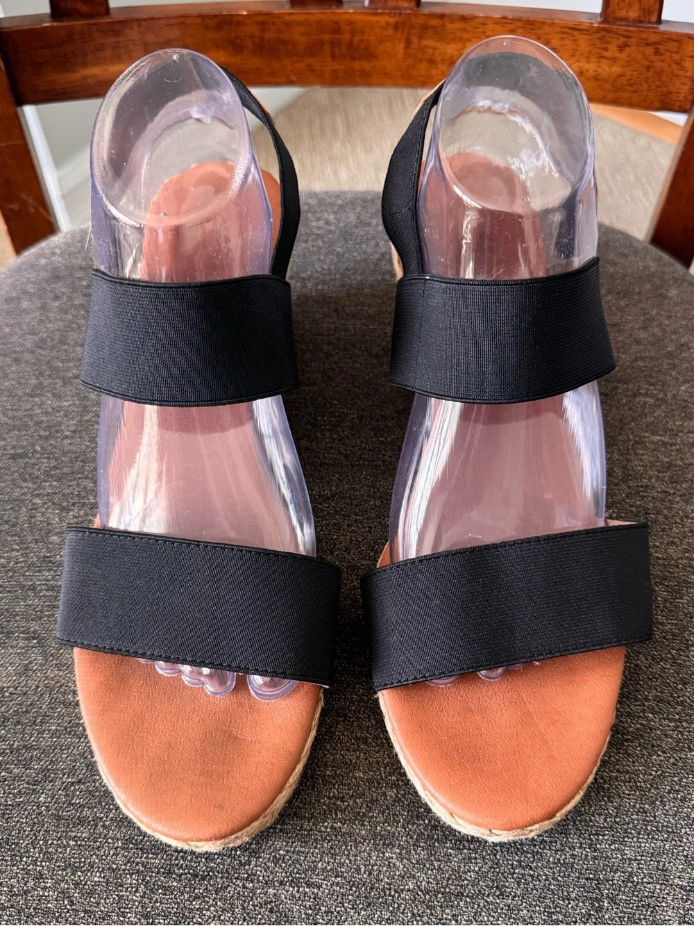 Tommy Bahama Sakura woven jute espadrille wedge sandals 10 black Resortwear Euro